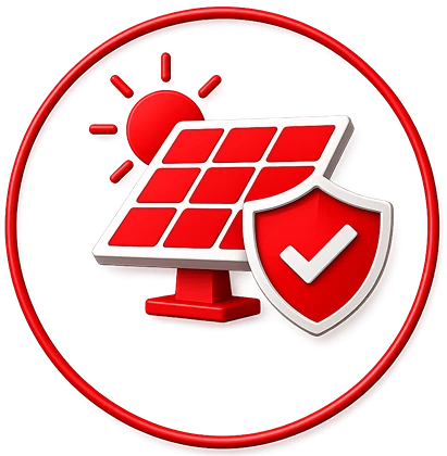 Solar panel and shield icon for protected solar energy solutions