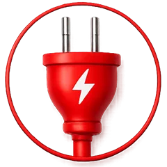 Red electrical plug icon representing licensed electrical contractor services