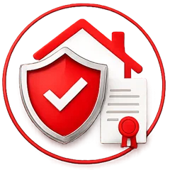 Home and shield icon representing safe residential electrical services