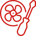 Fan and screwdriver icon for air conditioning servicing
