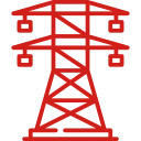 Power transmission tower icon for electrical infrastructure services